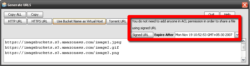 Get Public Signed URL menu
