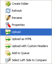 upload menu options