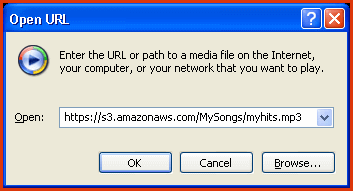 add amazon s3 url of songs to media player