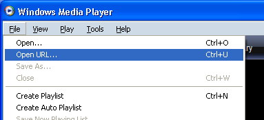 open Add url file menu option