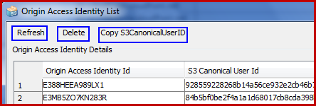 manage origin access identity listing