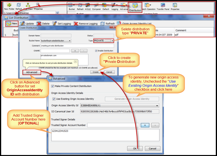 create private distribution for cloudfront service