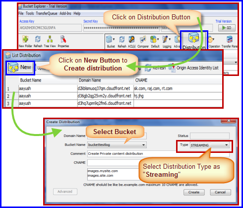 create streaming distribution for cloudfront service