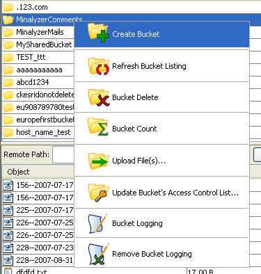 create bucket option