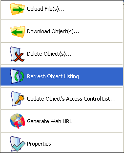 refresh object listing refresh object listing